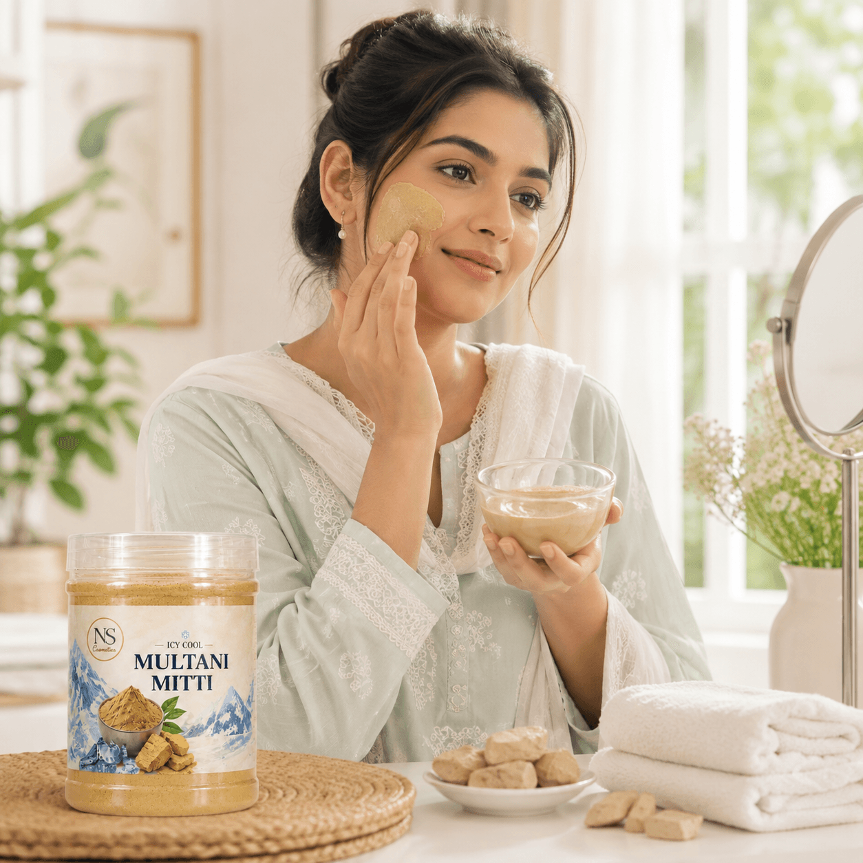 Icy Cool Multani Mitti in use