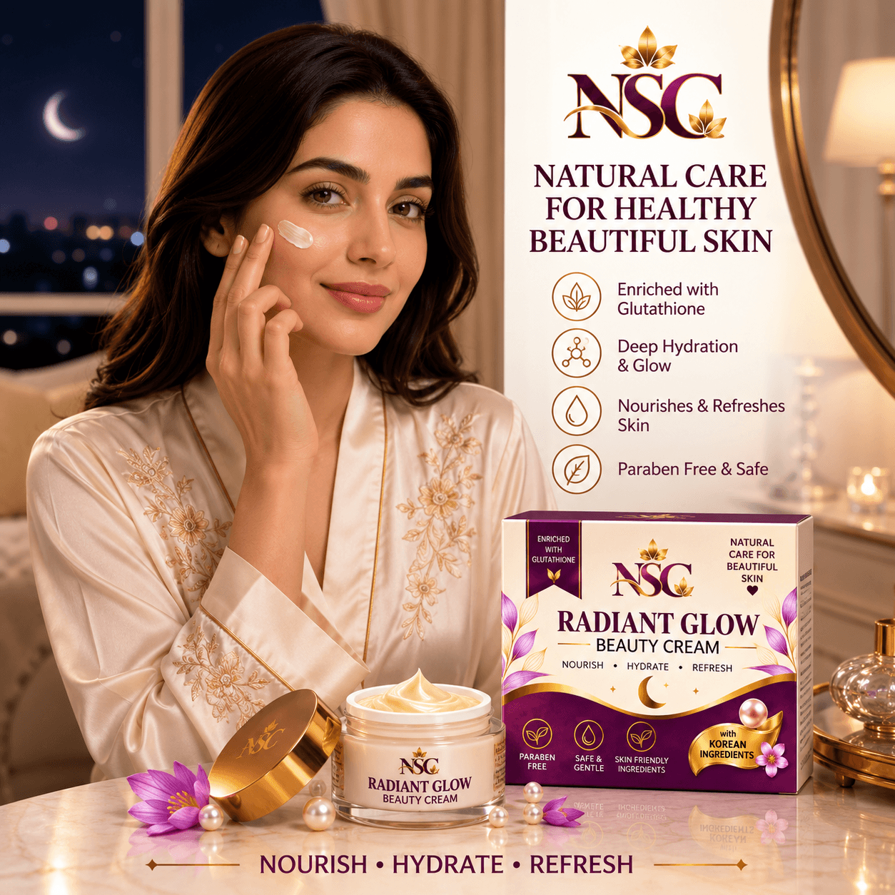 Radiant Glow Beauty Cream in use